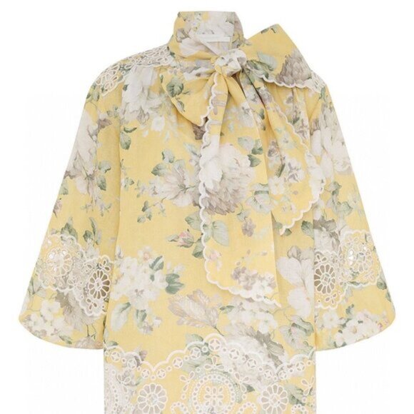 Zimmerman Summer Fashion Retro Linen Embroidery Yellow Short Skirt - Picture 5 of 7